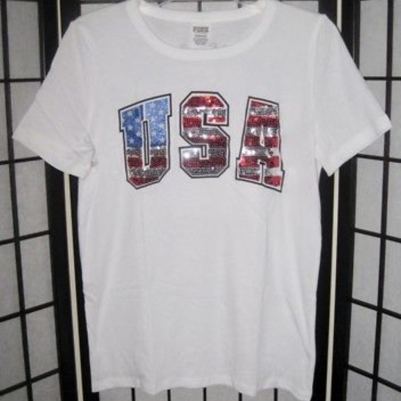 Victoria's Secret PINK USA Bling Tee in L - Picture 3 of 5